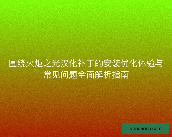 围绕火炬之光汉化补丁的安装优化体验与常见问题全面解析指南