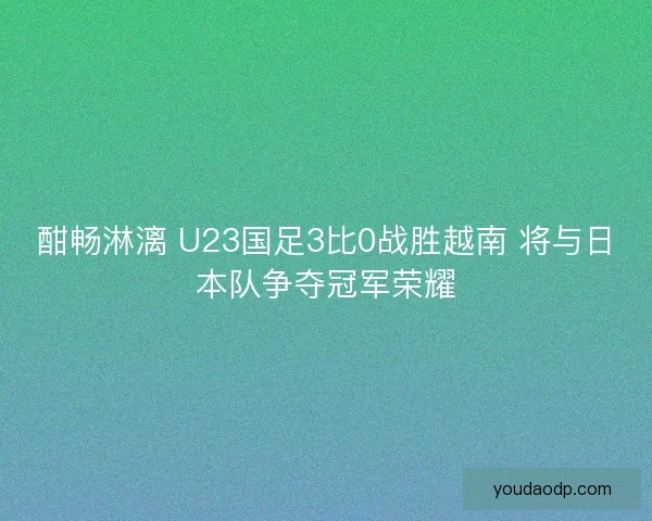 酣畅淋漓 U23国足3比0战胜越南 将与日本队争夺冠军荣耀